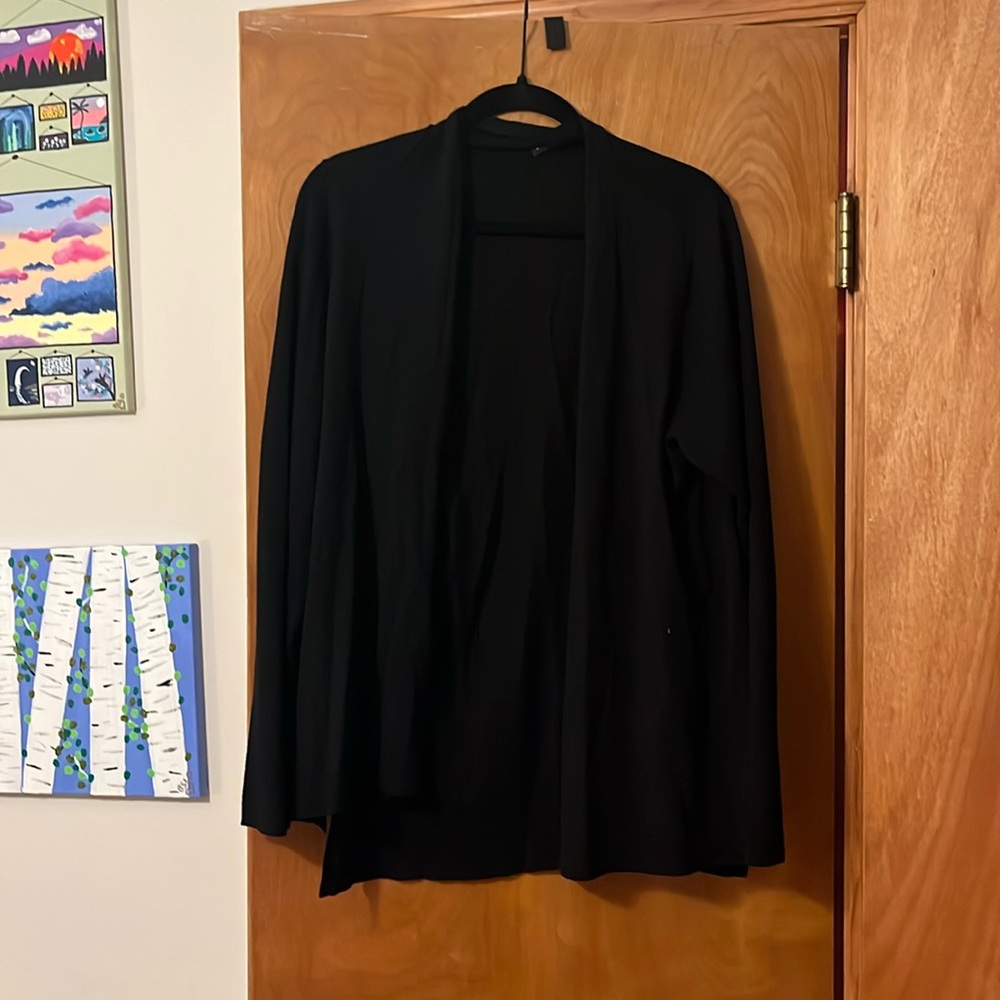 Black Eileen Fisher cardigan. Size XL